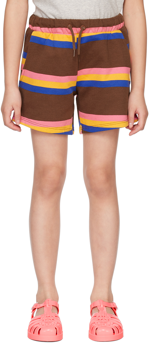 Mini Rodini Kids Brown Striped Shorts