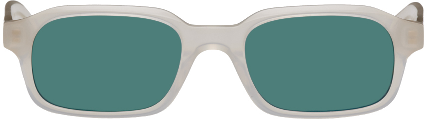 Flatlist Eyewear White Hanky Sunglasses In Royal Pearl / Green