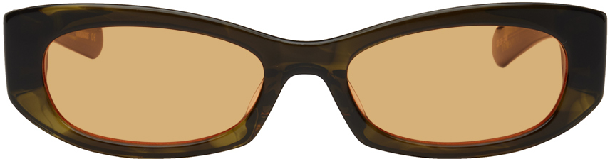 Flatlist Eyewear Black Gemma Sunglasses In Olive Horn / Solid O
