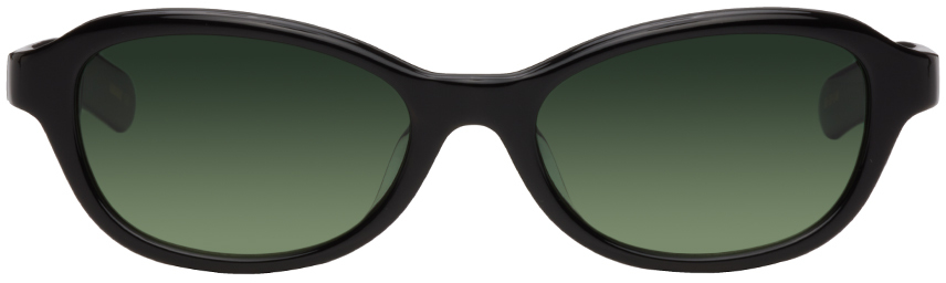 Flatlist Eyewear Black & Green Priest Sunglasses In Solid Black/green