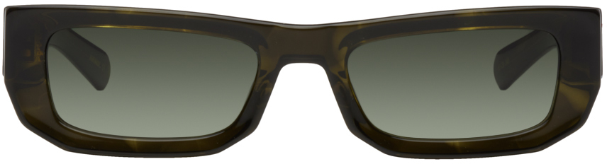 Flatlist Eyewear Green Bricktop Sunglasses In Olive Horn