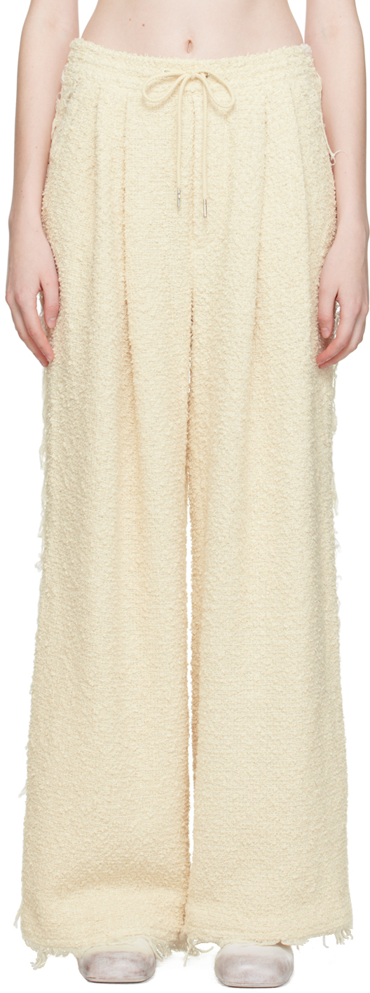 Eckhaus Latta Off-white Frayed Trousers In Ecru