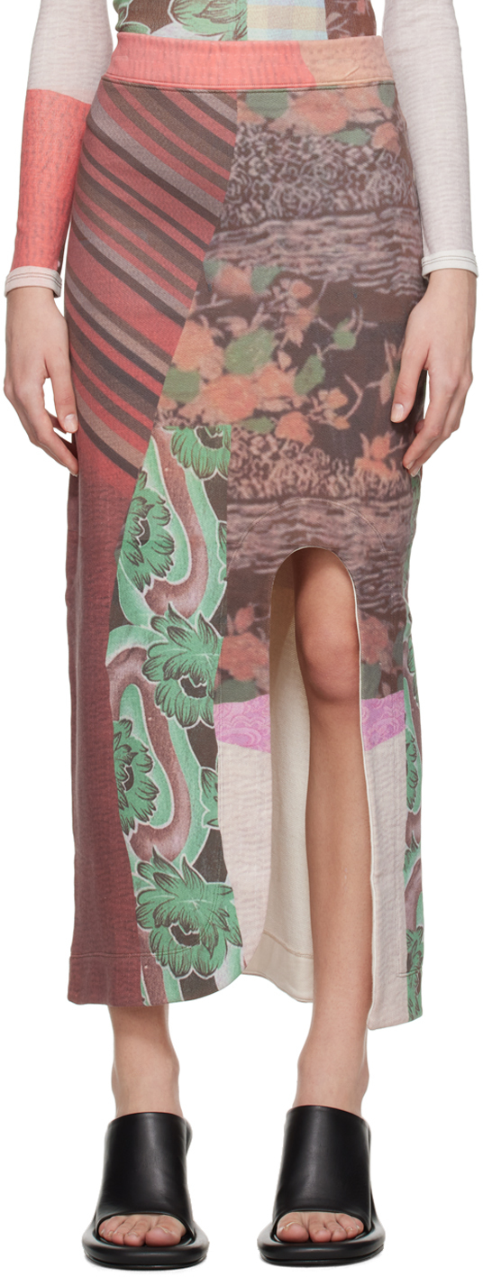 Shop Eckhaus Latta Multicolor Cutout Maxi Skirt In Patch