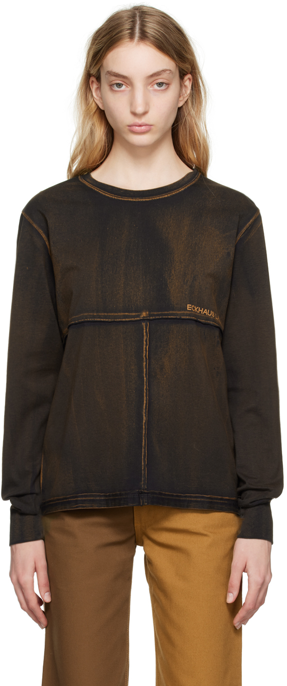 Eckhaus Latta: Black Lapped Long Sleeve T-Shirt | SSENSE