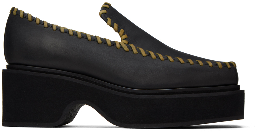 Eckhaus Latta Black Platform Loafers In Black Leather