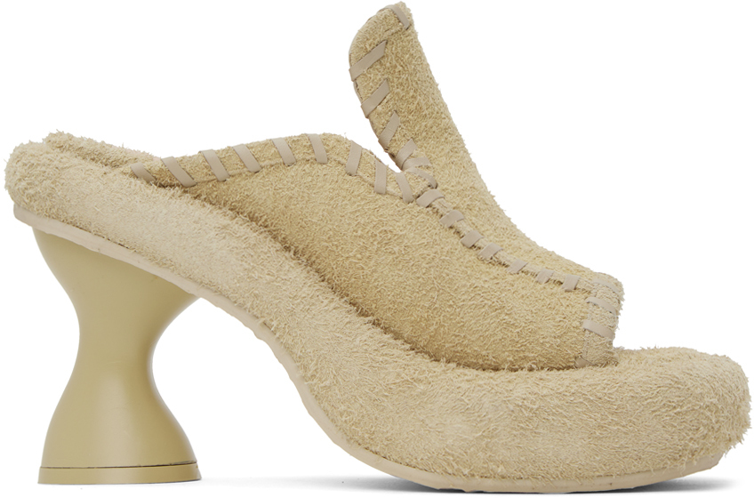 Beige Court Heeled Sandals