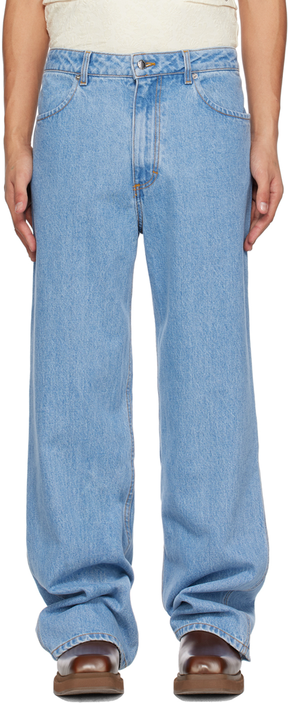 Eckhaus Latta Blue Wide-Leg Jeans