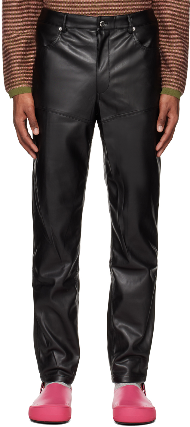 Eckhaus Latta Black Paneled Faux-leather Pants
