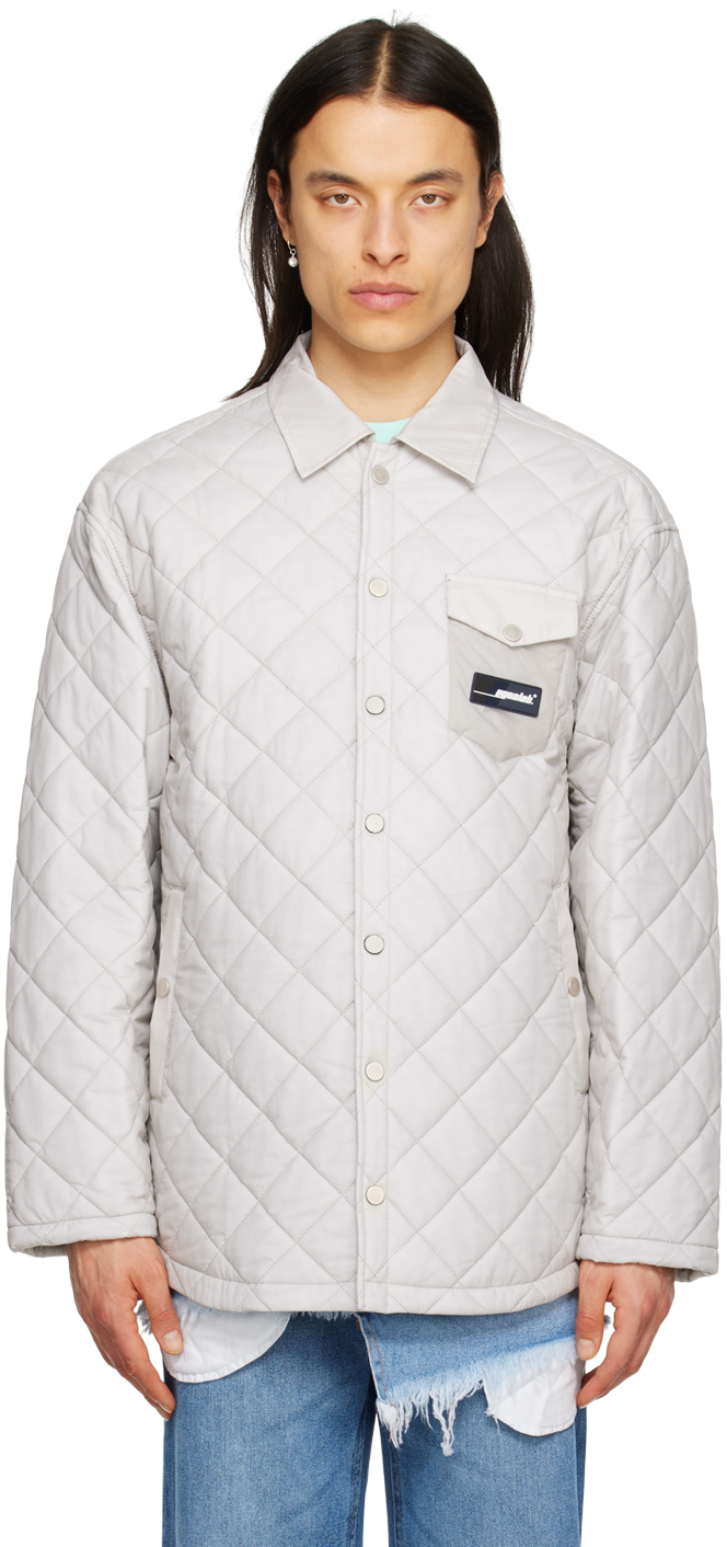 Egonlab Gray Quilted Shirt In Light Grey