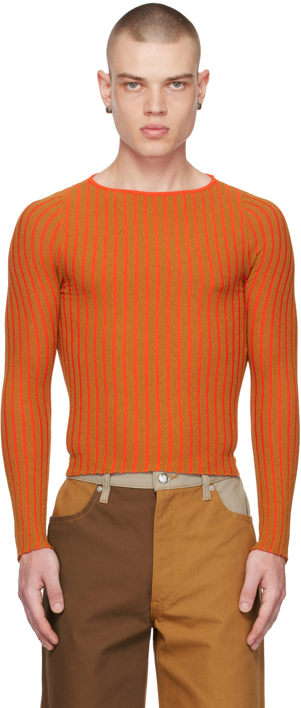 Eckhaus Latta: Orange Fluted Sweater | SSENSE