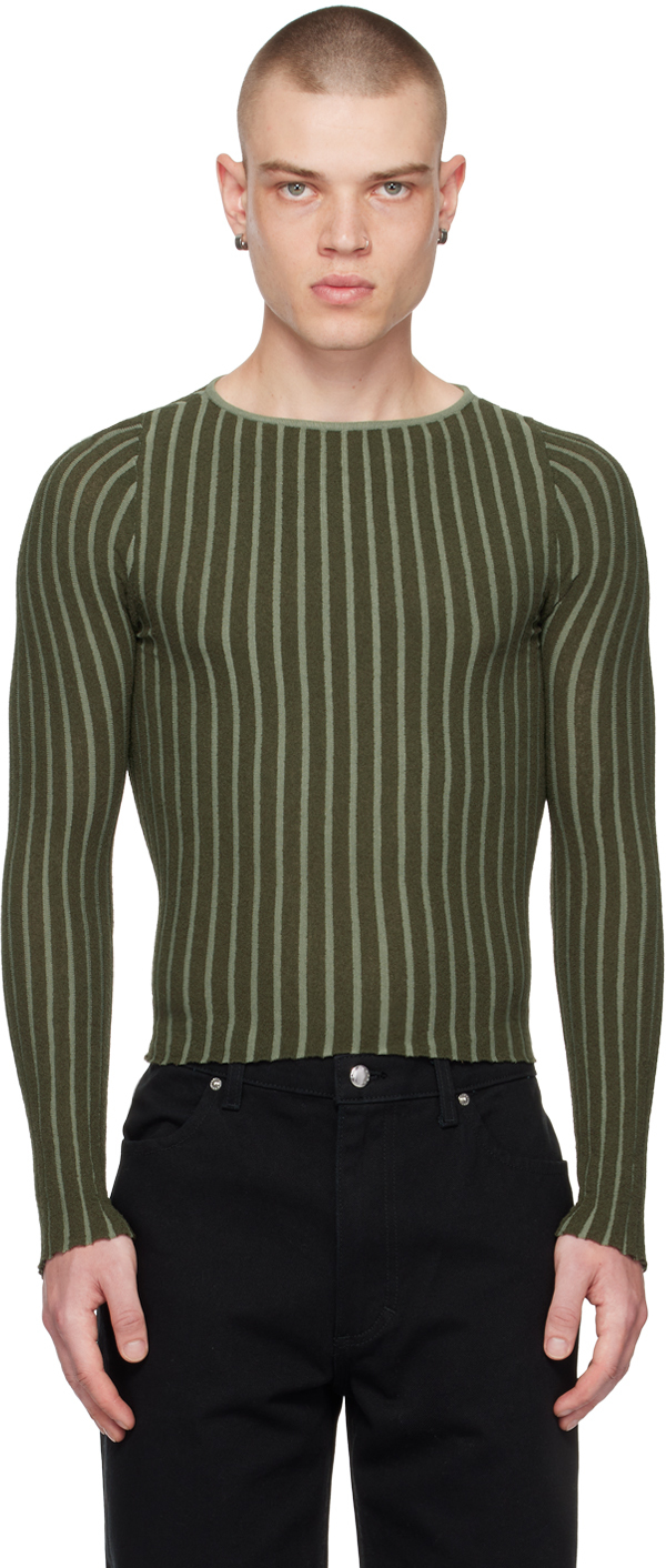 Eckhaus Latta: Green Fluted Sweater | SSENSE