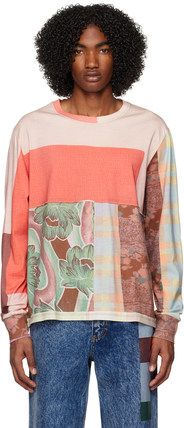 Eckhaus Latta Pink Lapped Long Sleeve T-shirt In Patch
