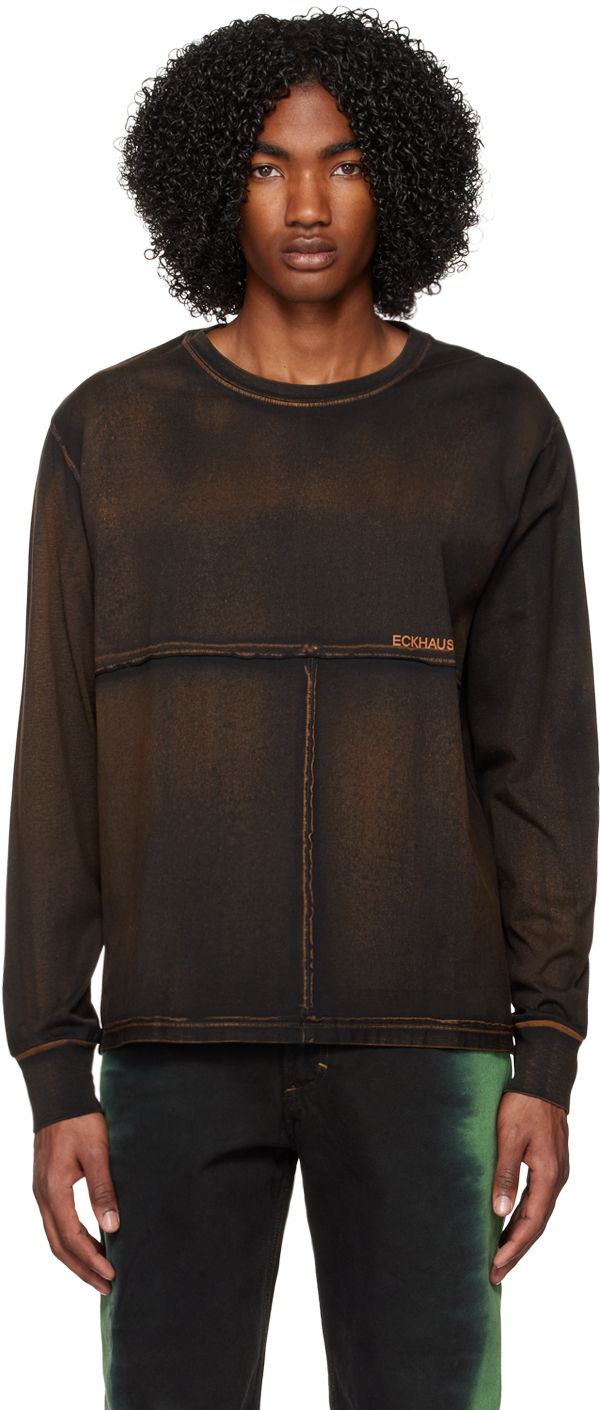 Eckhaus Latta Black Lapped Long Sleeve T-shirt