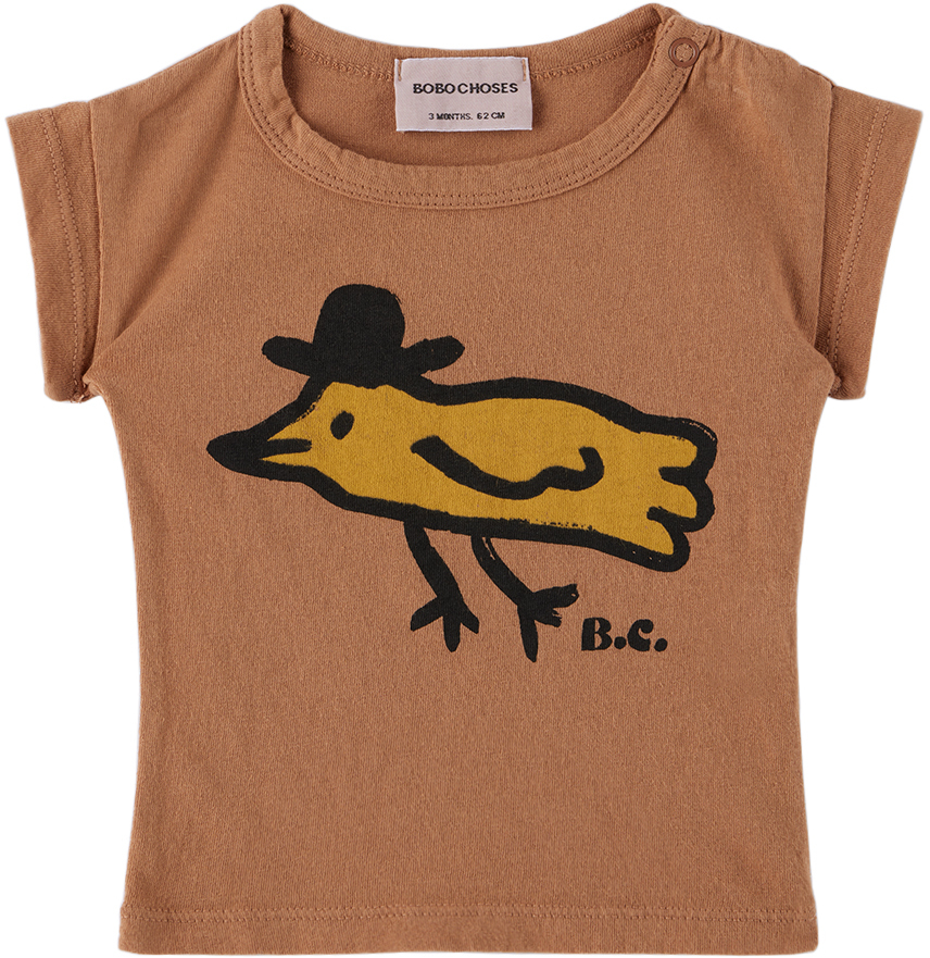 Shop Bobo Choses Baby Brown Mr Birdie T-shirt In 220 Brown
