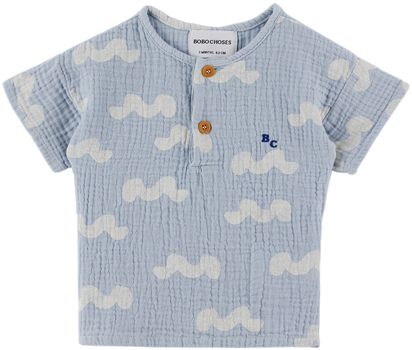 Bobo Choses Baby Blue Waves T-shirt In 400 Blue