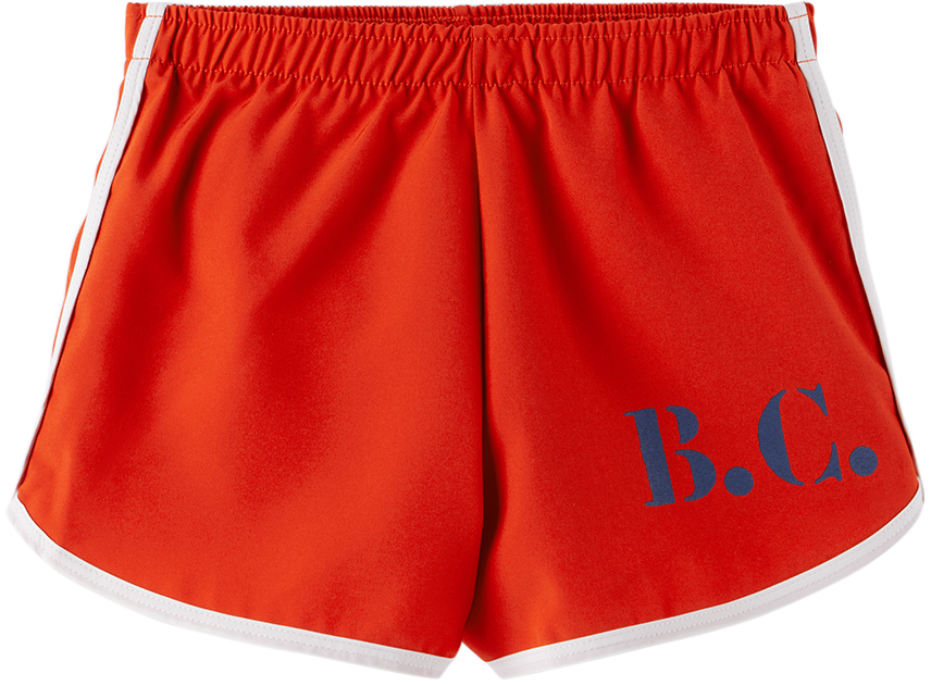 Bobo Choses Kids Red 'b.c.' Swim Shorts In 600 Red