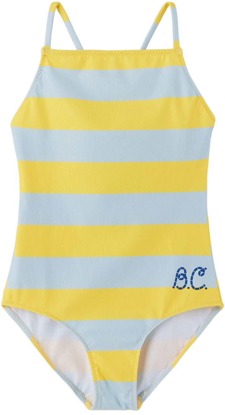 Kids Yellow Stripes One-Piece Swimsuit by Bobo Choses on Sale