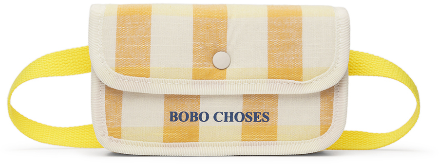 Bobo Choses Kids Off-white Vichy Belt Bag In 7 Curry