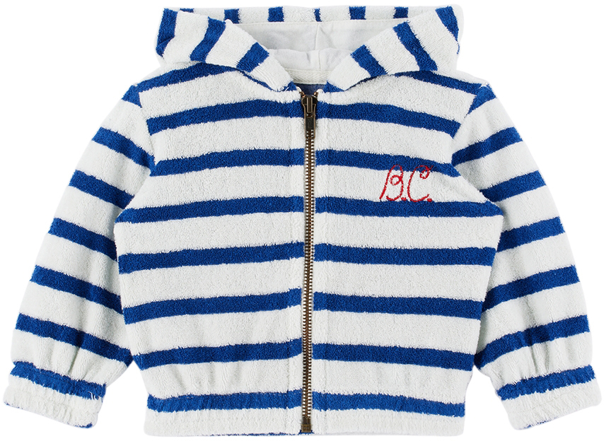 Bobo Choses Baby White Striped Hoodie In 100 White