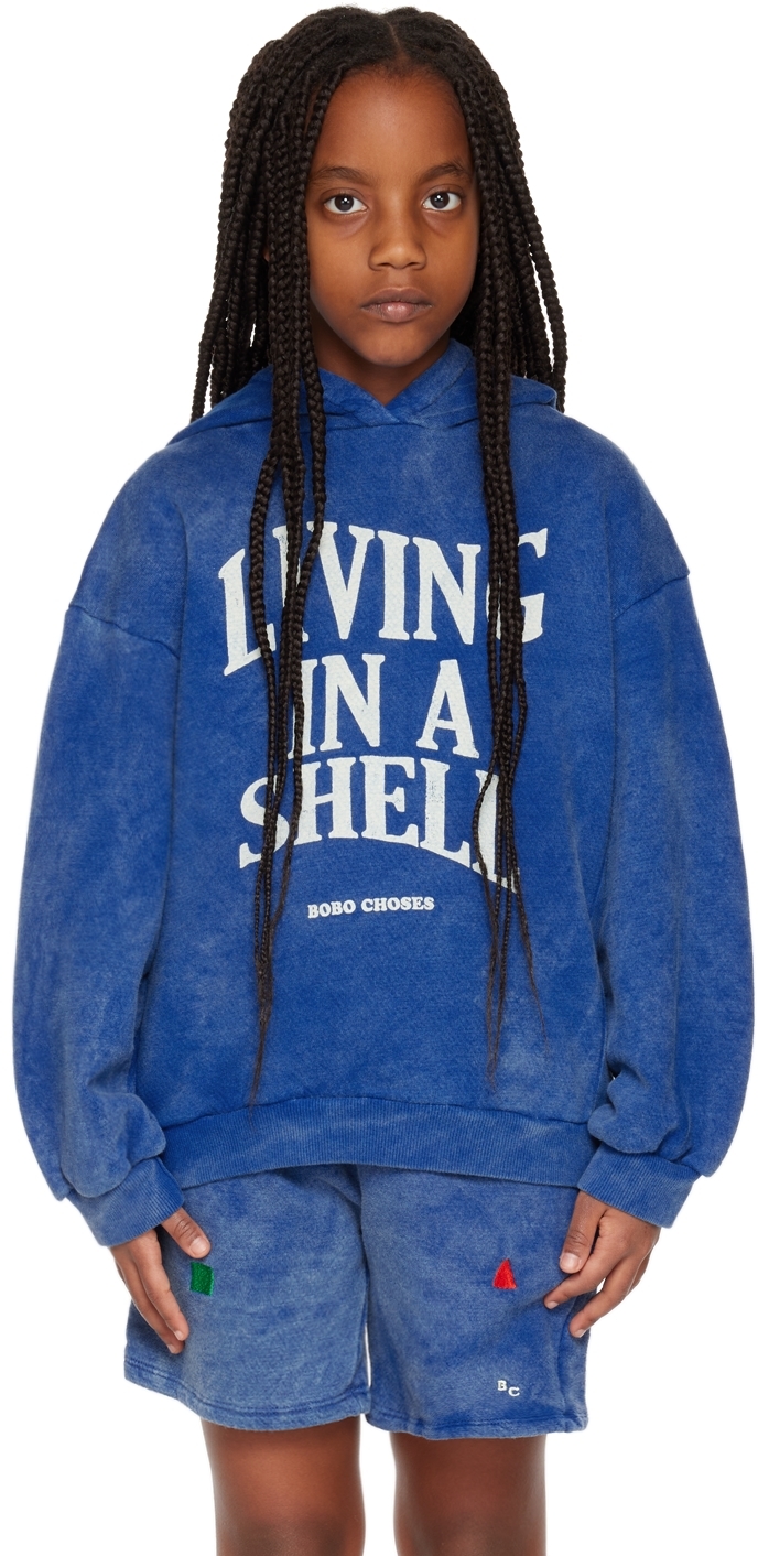 Kids Blue 'Living In A Shell' Hoodie by Bobo Choses | SSENSE Canada