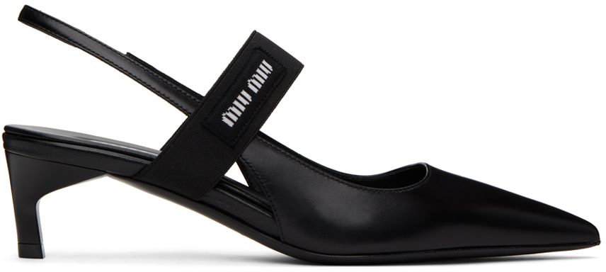 Miu Miu: Black Slingback Heels | SSENSE Canada