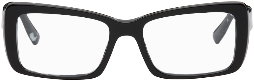 Miu Miu: Black Rectangular Glasses | SSENSE Canada