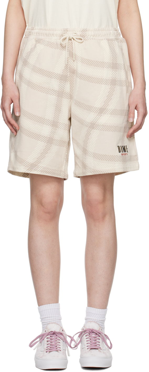 Dime Beige Check Shorts In Cream