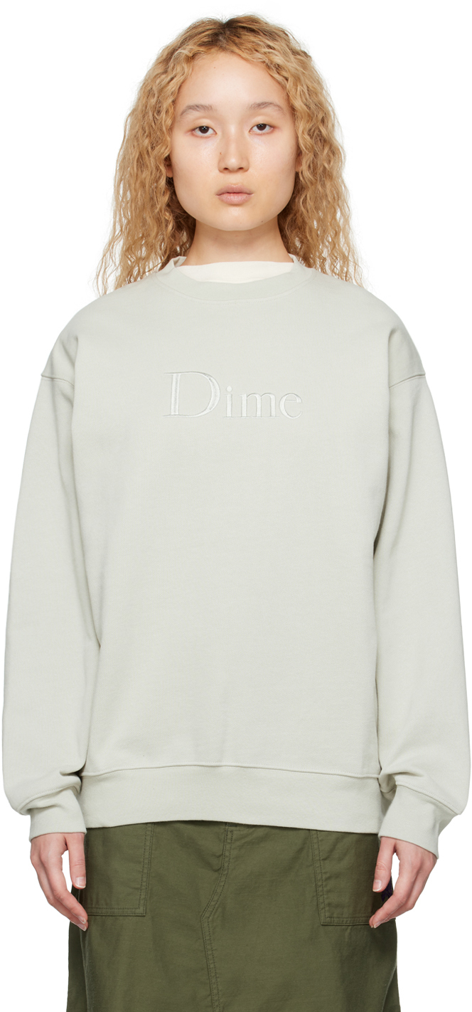 Dime: Green Embroidered Sweatshirt | SSENSE