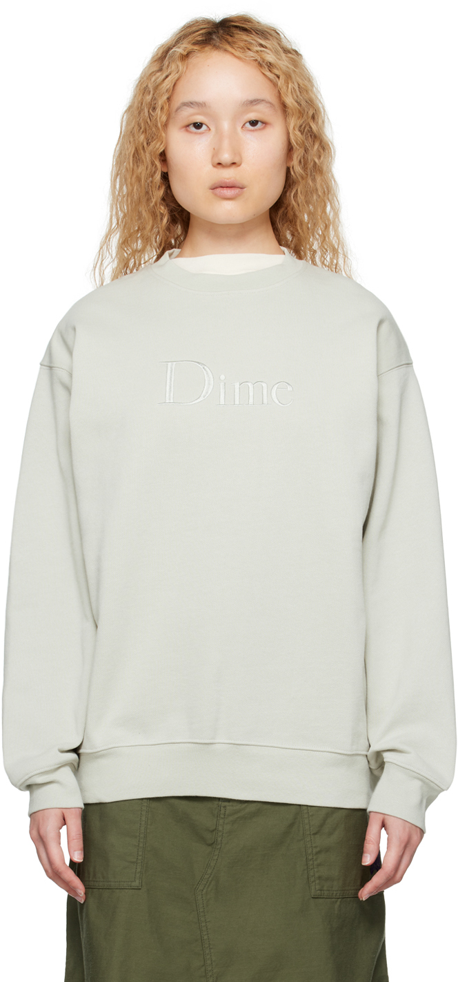 Dime Green Embroidered Sweatshirt In Clay