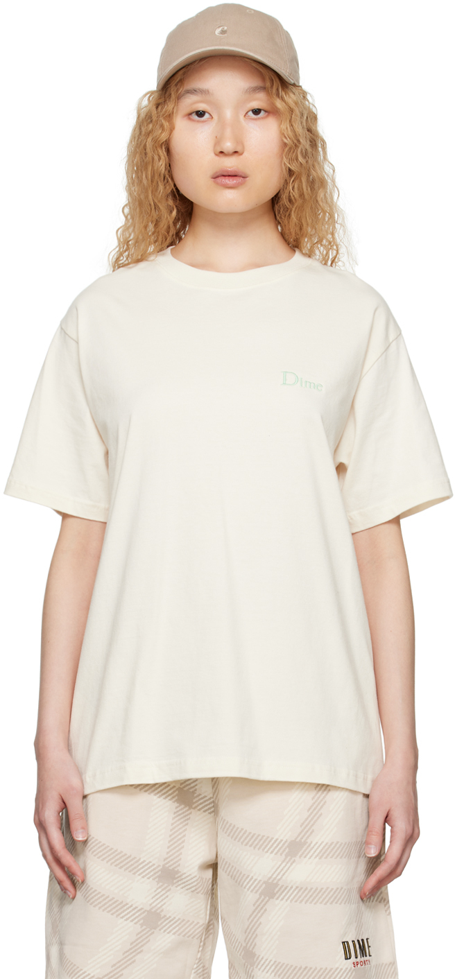 Dime Off-white Embroidered T-shirt In Rice