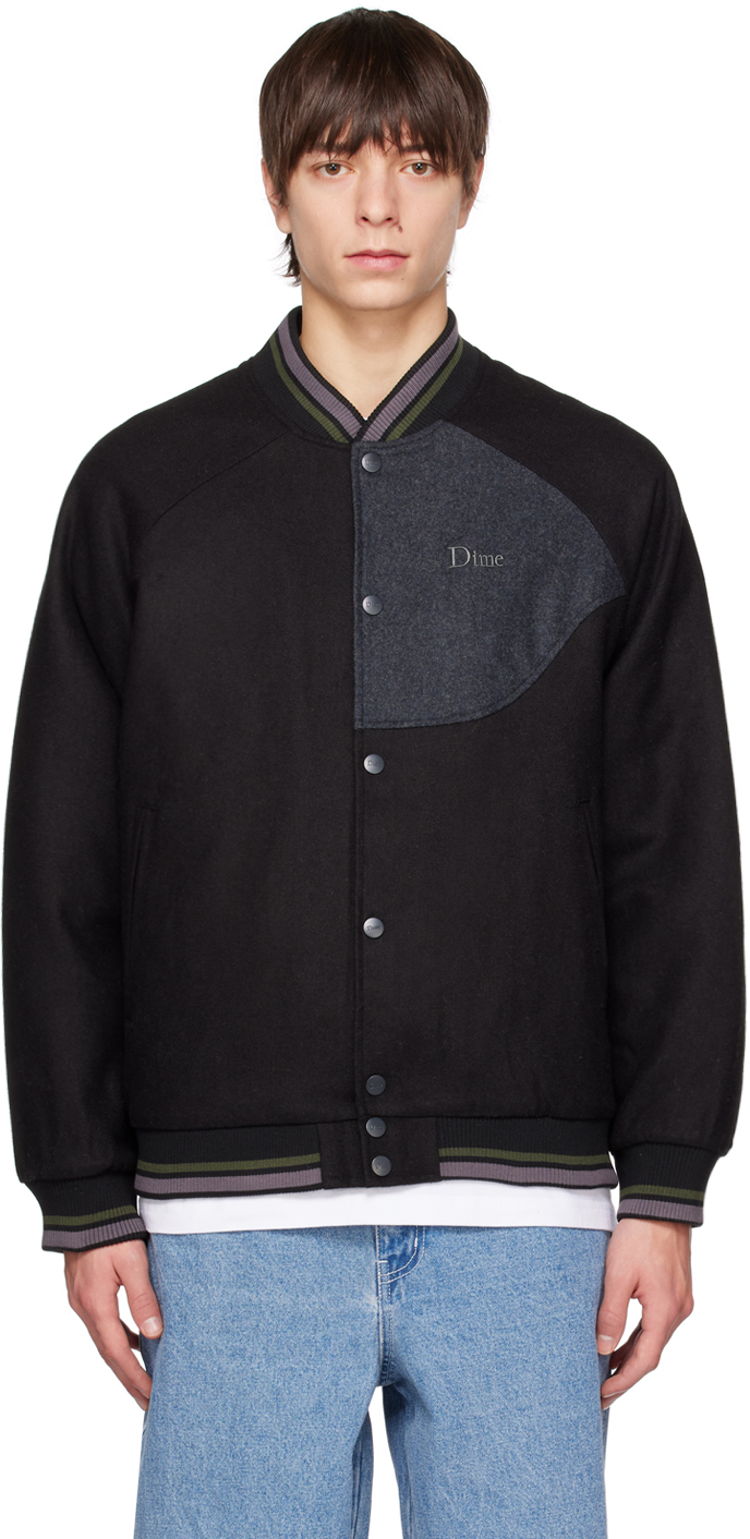 Black Letterman Bomber by Dime on Sale