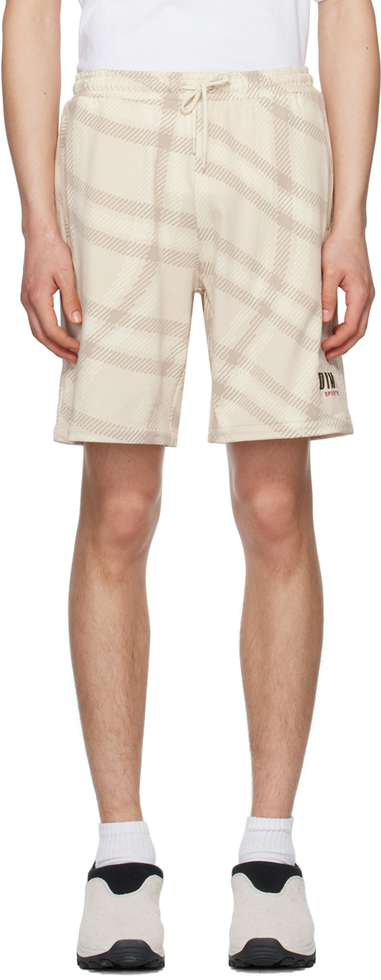 Dime Beige Check Shorts In Cream