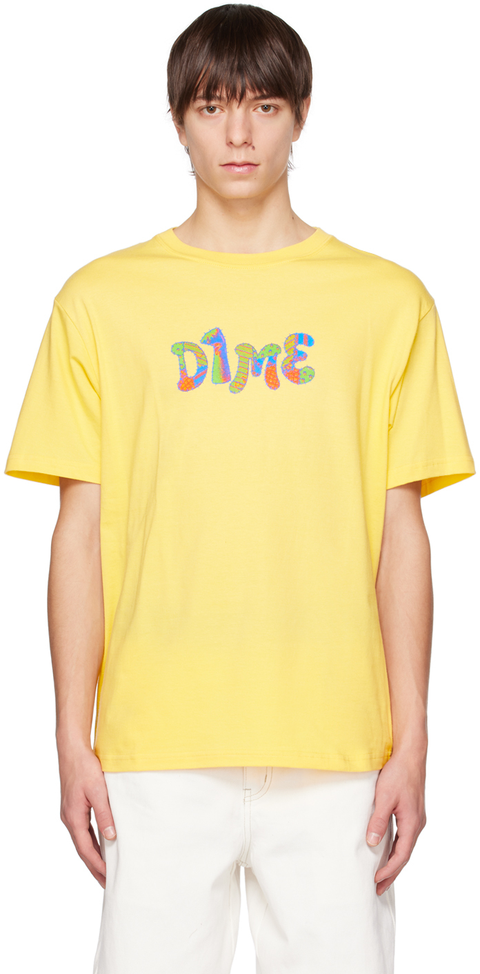 Dime: Yellow Printed T-Shirt | SSENSE