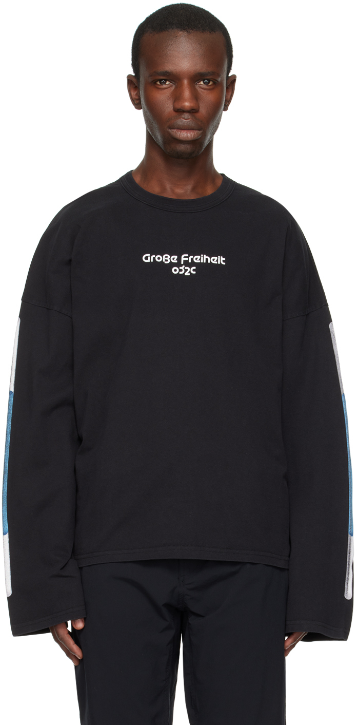 Black 'Grosse Freiheit' Long Sleeve T-Shirt by 032c on Sale