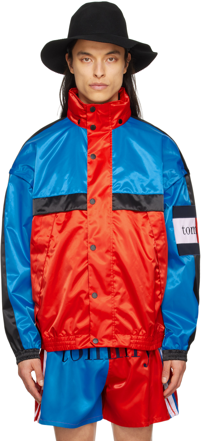 Tommy Jeans Red & Blue Colorblocked Sailing Jacket In Ocean Hue
