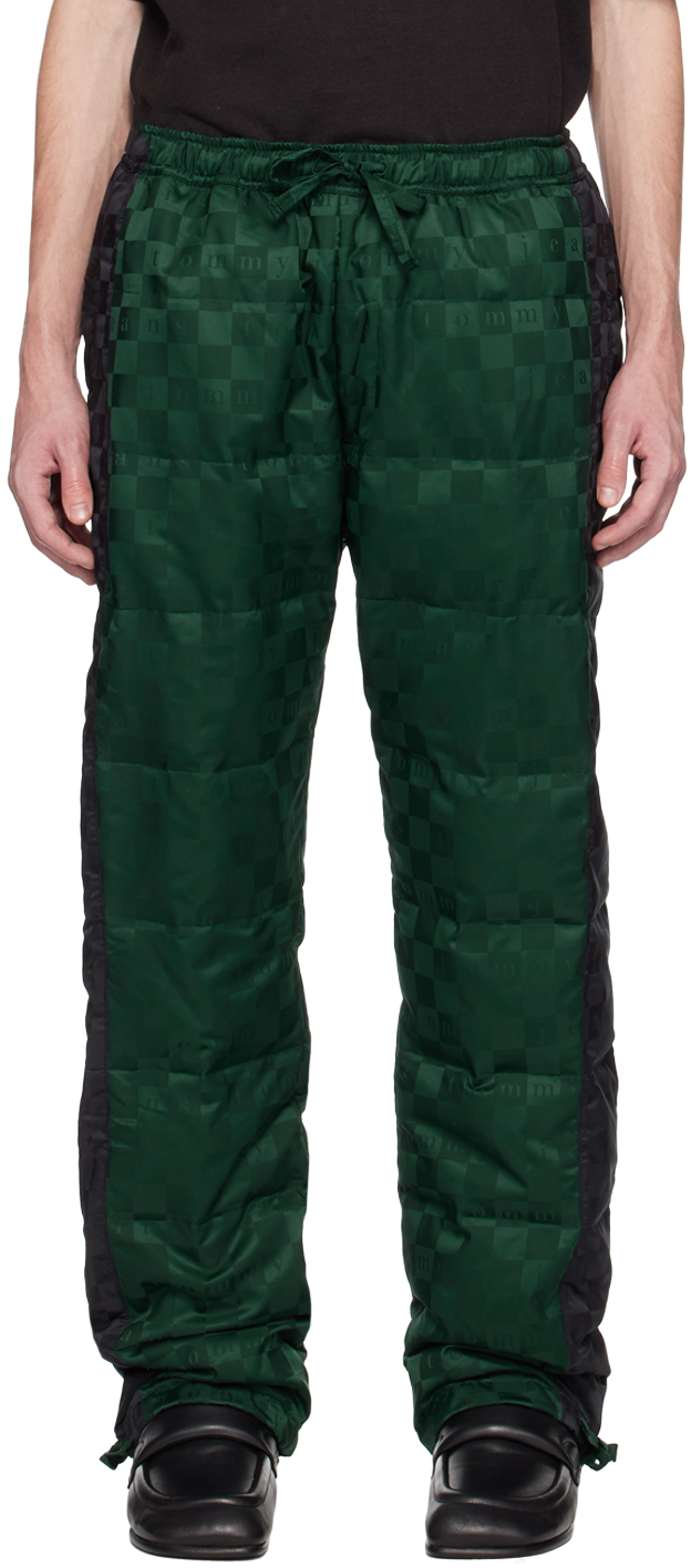 Tommy Jeans: Green & Black Checkerboard Down Trousers | SSENSE