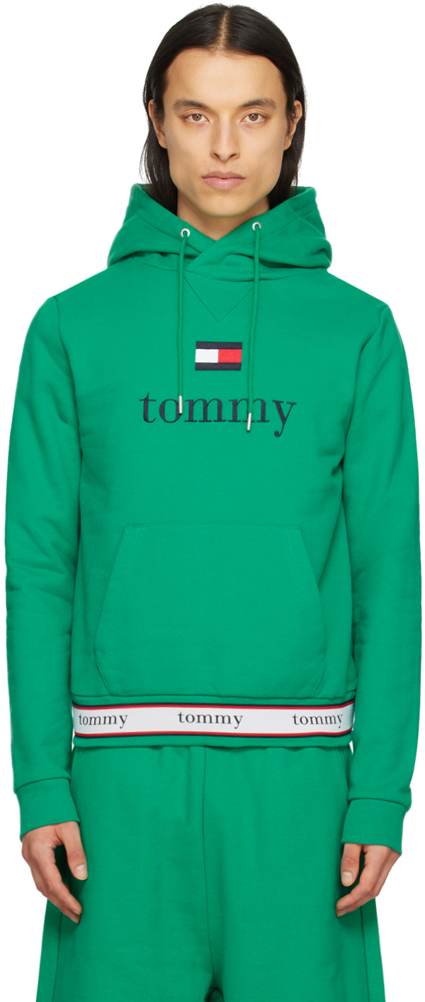 Tommy Jeans Green Repeat Hoodie In Navigator Green