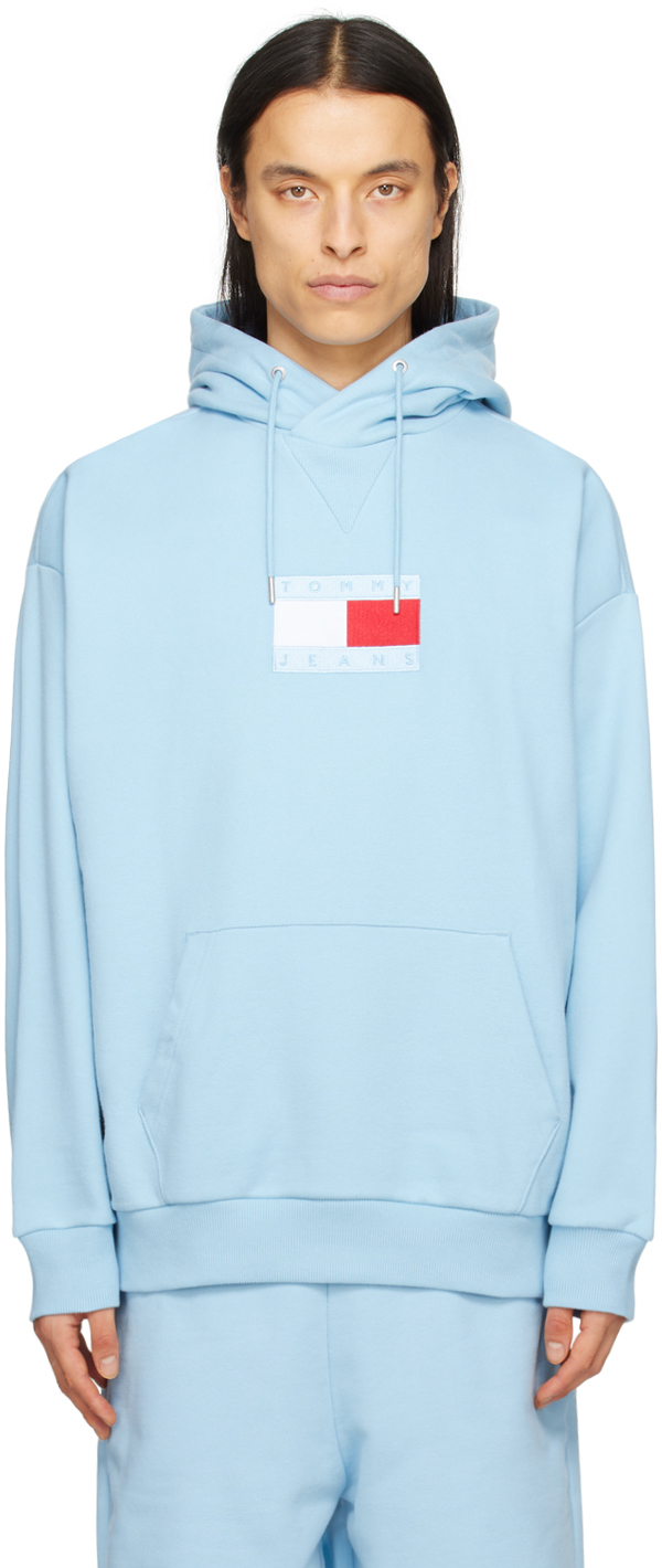 Tommy Jeans Blue Flag Hoodie In Calm Water