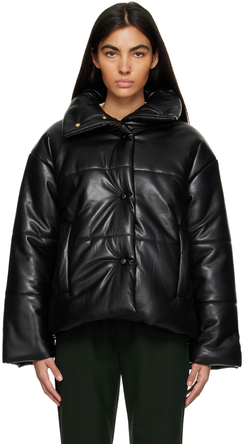 Nanushka: Black Hide Vegan Leather Jacket | SSENSE