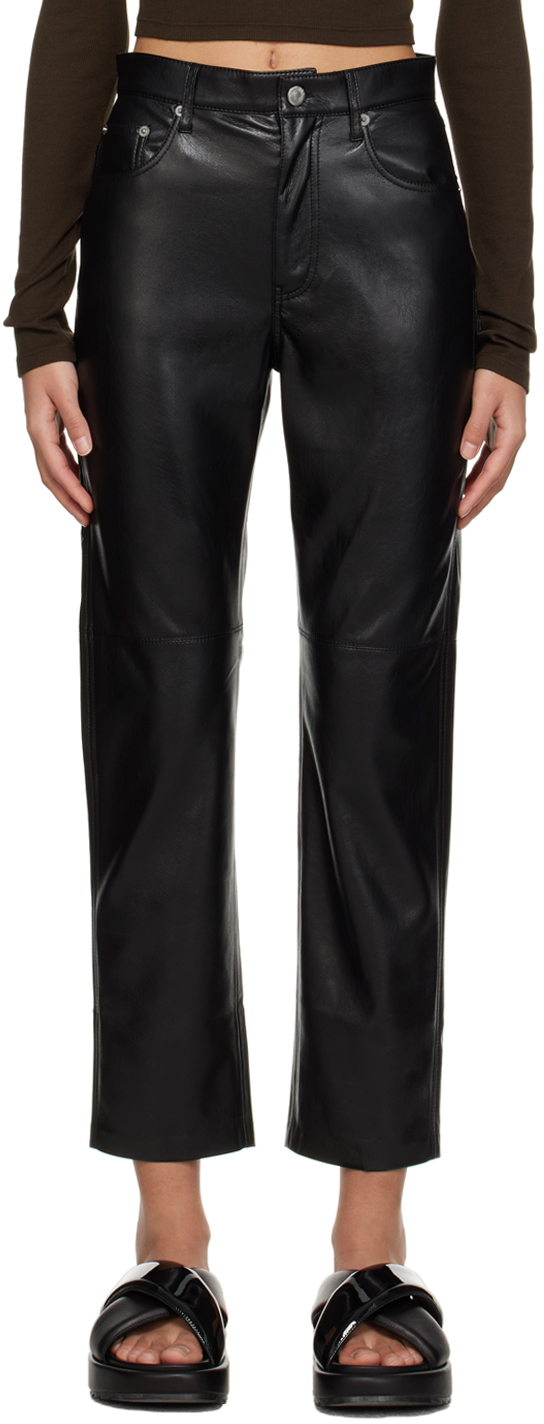 Nanushka Black Vinni Vegan Leather Trousers