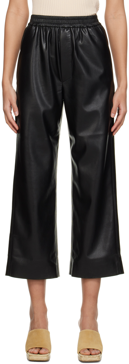 Black Odessa Vegan Leather Trousers