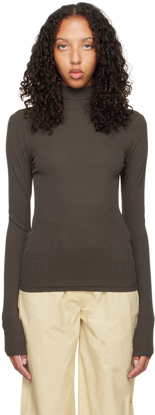 Shop Nanushka Khaki Josa Turtleneck In Pine Green