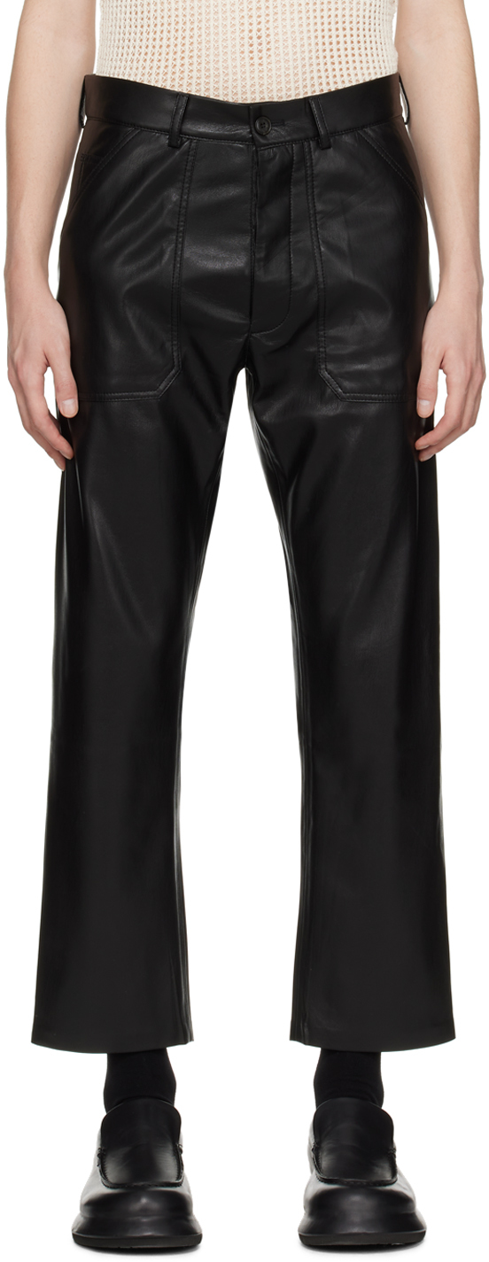 Nanushka: Black Jasper Vegan Leather Trousers | SSENSE