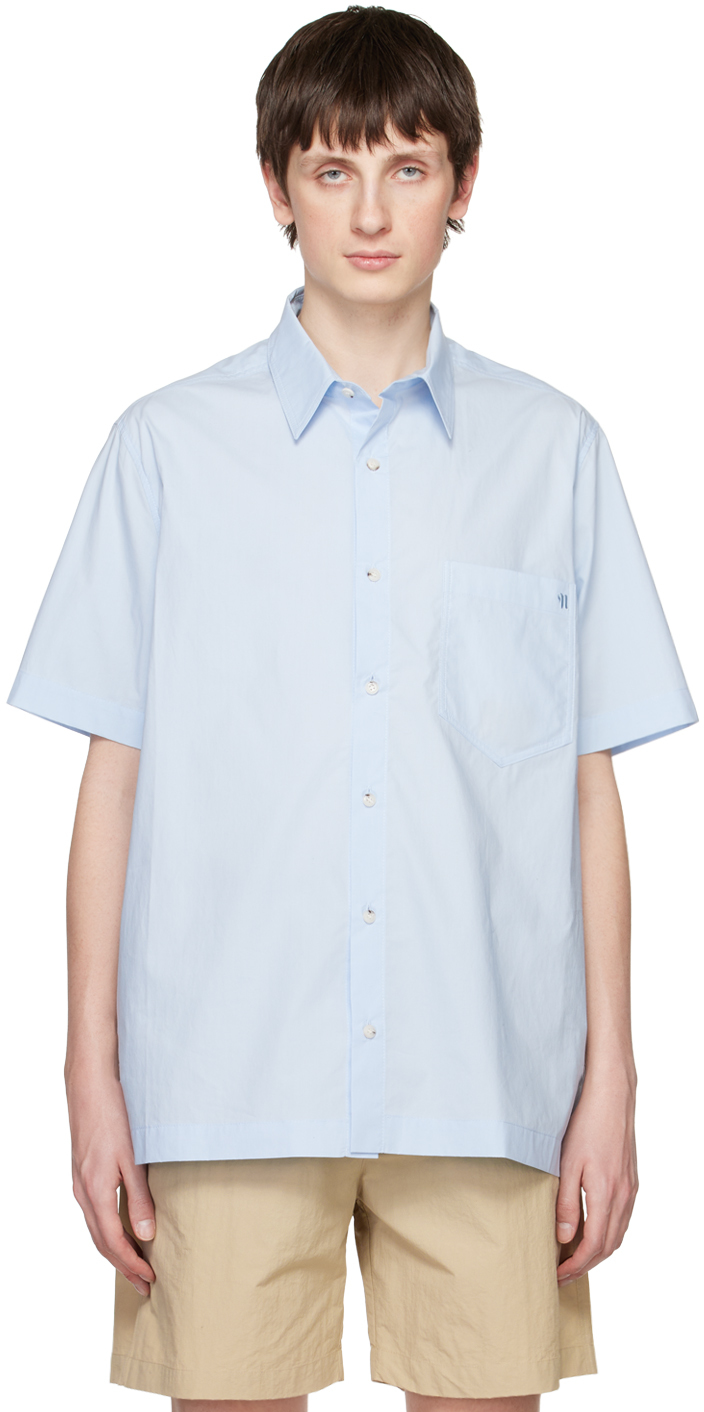 Shop Nanushka Blue Adam Shirt In Sky Blue
