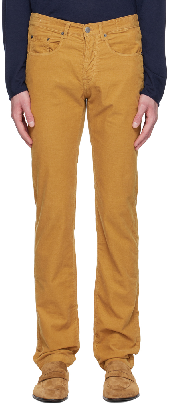 Shop Massimo Alba Yellow Alunga Trousers In Saffron
