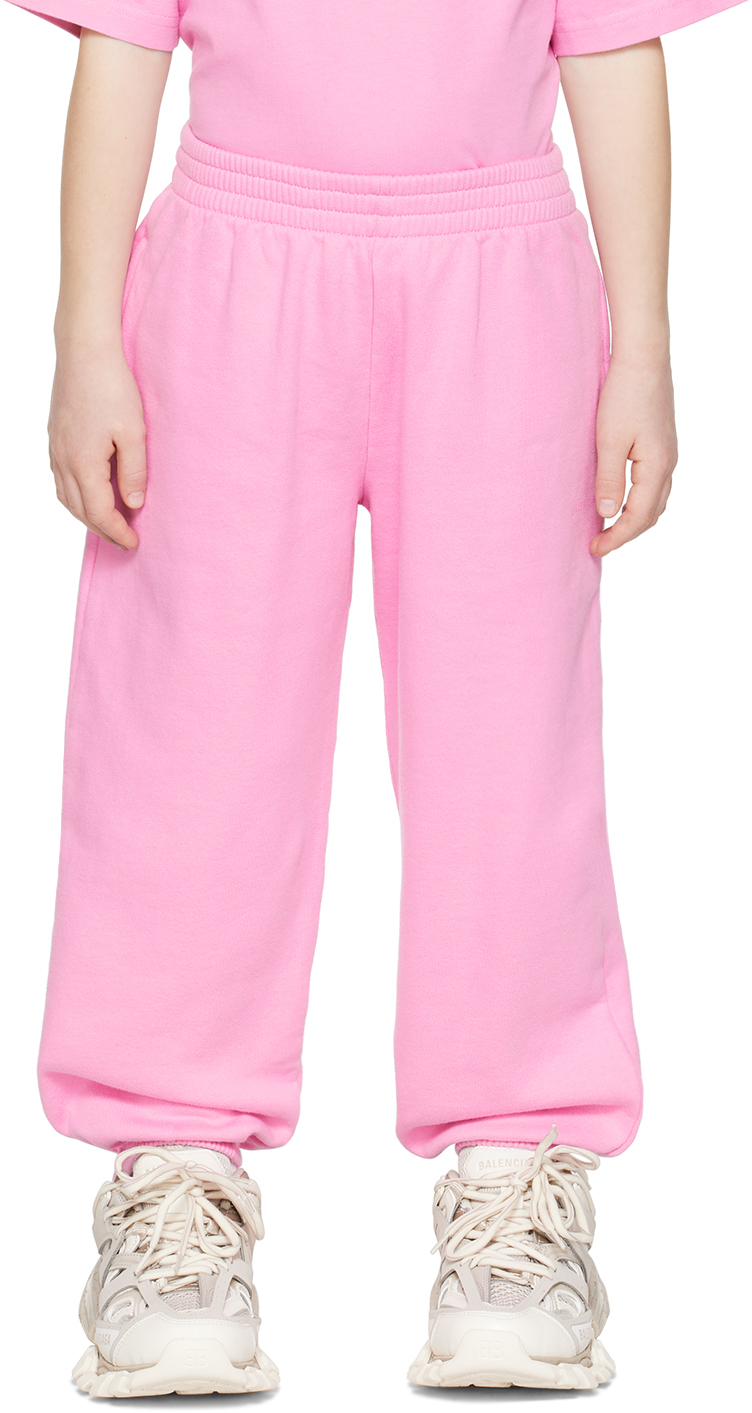 Balenciaga Kids Pink Printed Sweatpants In Pink/pink