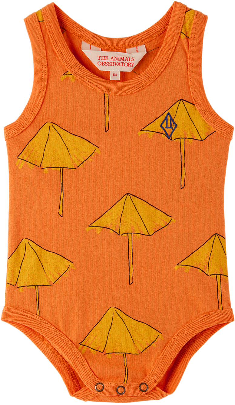 The Animals Observatory Baby Orange Turtle Bodysuit In Orange_umbrella