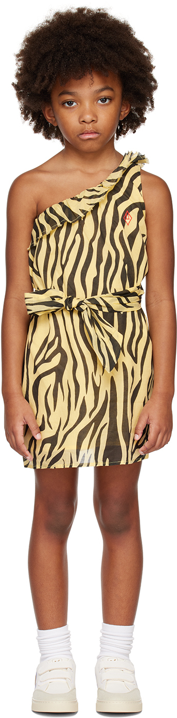 Facturable Aparentemente hilo The Animals Observatory Kids' Printed One-shoulder Cotton Dress In Yellow  Zebra | ModeSens