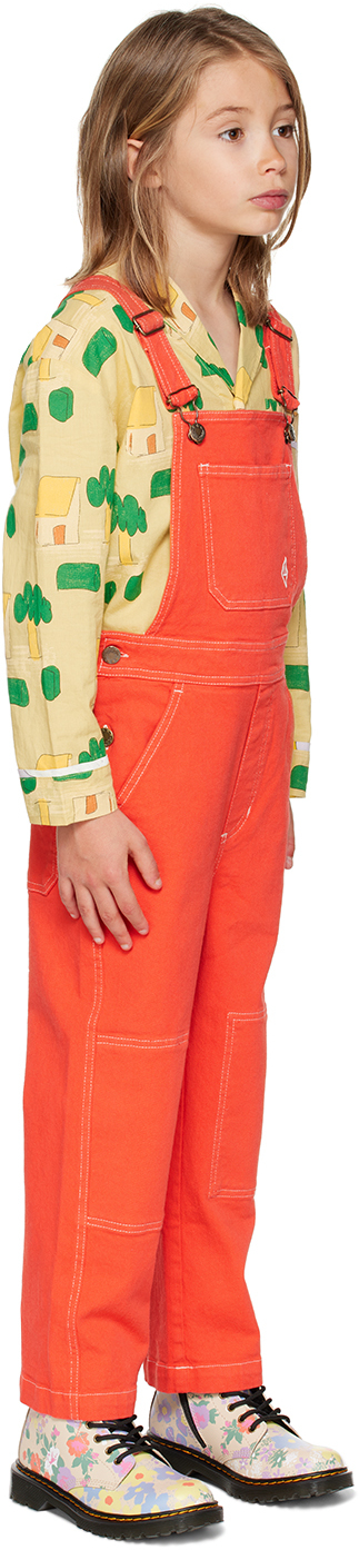 The Animals Observatory Kids Red Mule Overalls In Red_logo