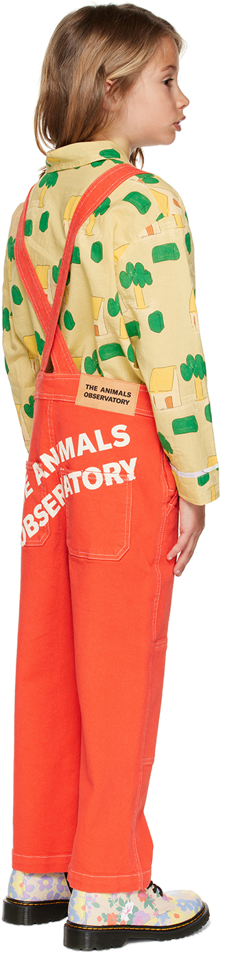 The Animals Observatory Kids Red Mule Overalls In Red_logo